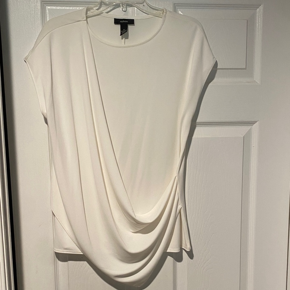 Alfani Women's White Drape Blouse